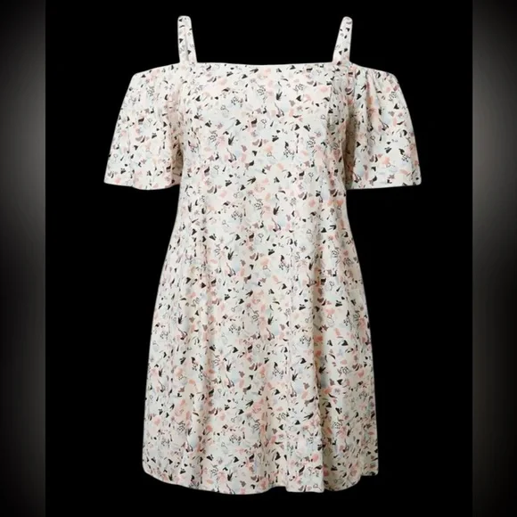 Torrid Mini Challis Cold Shoulder Trapeze Dress Sz 0 - Picture 4 of 9